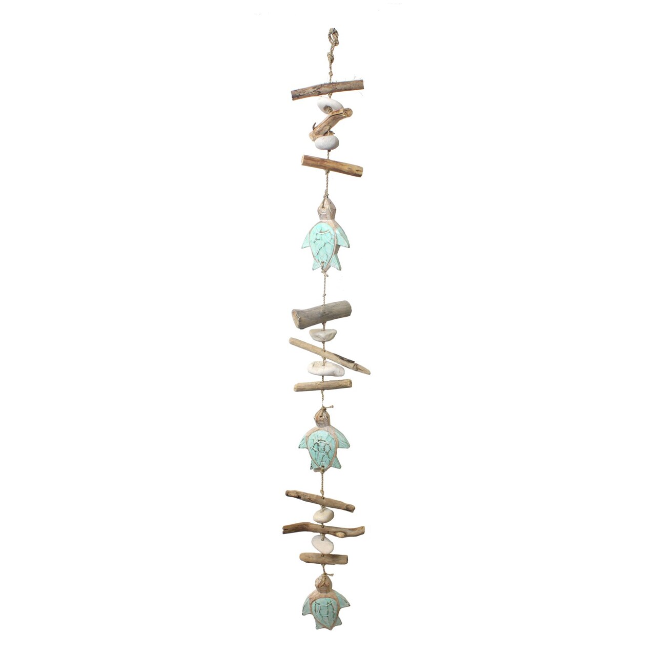 37" Hanging Decorative Indoor Wood Drop w/ Turtles & Driftwood Theme Accent Piece